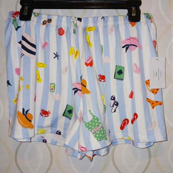 Kate Spade Aqua Stripe Pajamas Set PJ Shirt + Shorts Sleepwear KS12601T - Picture 13 of 16